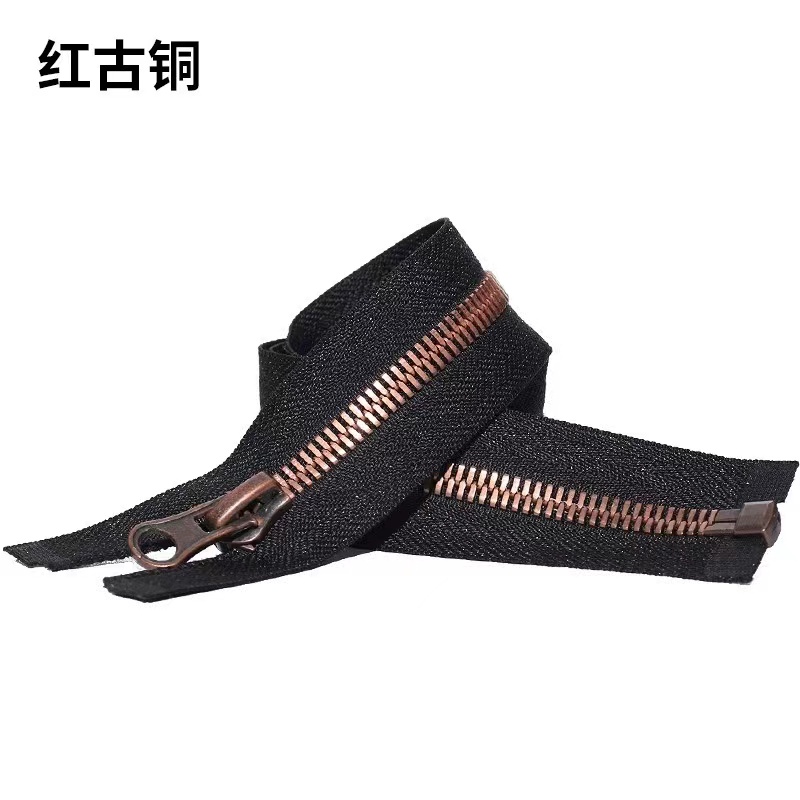 双点牙红古铜金属拉链